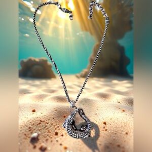 Brighton Alligator "See You Later Gator" Necklace. Silver Plated with crystal.